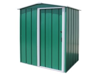 Duramax ECO 5 x 4 Hot-Dipped Galvanized Metal Garden Shed - Tool Storage Shed - Green with Off-White Trimmings - 15 Years Warranty