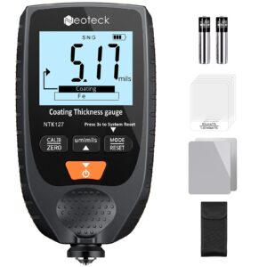 Neoteck Thickness Gauge Car Paint Coating Thickness Gauge Meter Meter Fe & NFe Probe Handheld with Backlight for Non-Destructively Measuring the Thickness of Coating and Painting 0-1500um