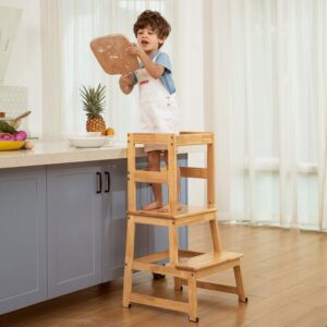 DuDuEase Kitchen Step Stool for Kids and Toddlers with Safety Rail Children Standing Tower for Kitchen Counter