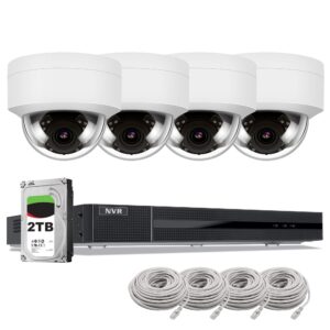 Anpviz 4K NVR 8MP POE CCTV Camera System 8CH Security System with 2tb 4X HD 8MP Dome Camera PoE Outdoor Waterproof IR Microphone Motion Detection IVMS4200 Hik-Connect NVR UK Power Adapter Included