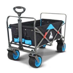 TOPWELL Garden Collapsible Wagon All-terrain Trolley Heavy Duty Foldable Beach Wagon