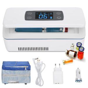CGOLDENWALL Insulin Cooler Travel Case 2~8℃ Diabetic Insulin Vial Carrying Case Portable Medicine Refrigerator with Refrigeration Space: 175*60*26mm for Car/Travel/Home- Multiple Charging Modes
