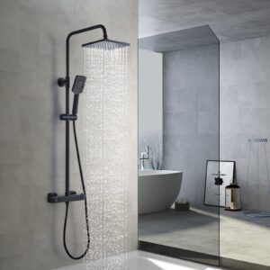 Solepearl Thermostatic Shower Mixer Set Matte Black