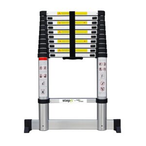 Step It 3.2m Telescopic Ladder with stabiliser bar Extendable Ladder Multi-Purpose Folding Ladder with Stabiliser | Telescopic Ladders Extendable Ladders | 150kg EN131