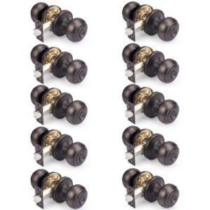 Interior Privacy Door Knob Bathroom Door Handle Round Oil Rubbed Bronze Door Lock Set Without Key 10 Pack