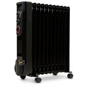 NETTA Oil Filled Radiator 2500W Portable Electric Heater with Thermostat & 24 Hour Timer 2 Power Settings Home Office Energy Efficiency – 11 Fin