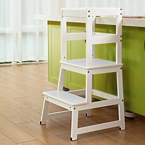Kids Kitchen Step Stool with Safety Rail