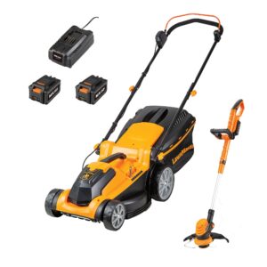 LawnMaster 24V Cordless 37cm Lawnmower and 25cm 3-in-1 Grass Trimmer - Rear Roller