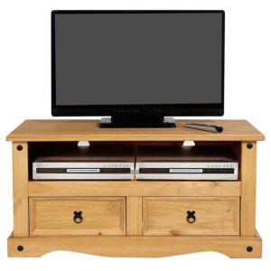 Corona TV Stand 2 Drawer Flat Screen Television Unit Mexican Solid Pine