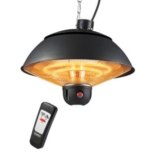 DONYER POWER Electric Halogen Tubes Hanging Patio Heater 2000W Waterproof IP24 Ceiling Mounted for Outdoor&Indoor Use with Remote