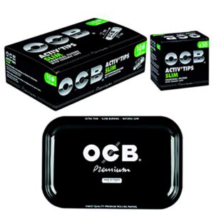 OCB Active Tips Activated Carbon Filter 7 mm 10 x 50 Pieces includes Rolling Tray