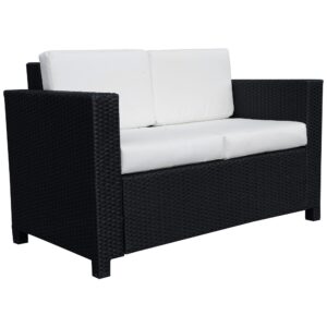 Outsunny Wicker Garden 2-Seater Double Couch Loveseat Black