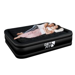 Get Fit Air Bed with Built In Electric Pump - Premium King Size - Blow Up Bed with 2 x Free Pillows - Elevated Inflatable Air Mattress for Outdoor