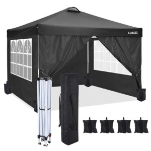Pop Up 3x3m Gazebo Waterproof Beach Gazebos Party Tent with Sides and Door Panel