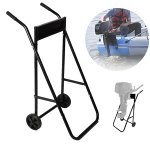 Nisorpa Outboard Motor Engine Trolley 75 KG Capacity Foldable Outboard Motor Trolley Stand Transport Wheel Boat Engine Carrier Foldable Boat Trailer Sturdy Rubber Wheels Black