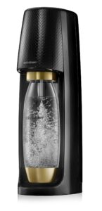 SodaStream Spirit Sparkling Water Maker Machine with 1 Litre Reusable BPA Free Water Bottle for Carbonating and 60 Litre CO2 Gas Cylinder - Black&Gold