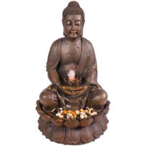 Alpine Corporation 84 cm Tall Indoor/Outdoor Meditating Buddha Water Fountain Yard Déco
