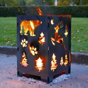 G Fire Pit Outdoor fire pits Fire pits for Garden & fire pits Fire Basket Camping fire Pit Barbecue Fire Oven with Motif for Heating/BBQ Camping Campfire Easy to Install and use