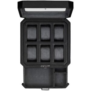 ROTHWELL 6 Slot Leather Watch Box with Valet Drawer - Luxury Watch Case Display Organizer