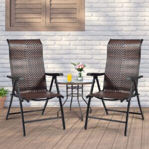 COSTWAY Set of 2 Patio Rattan Folding Chair