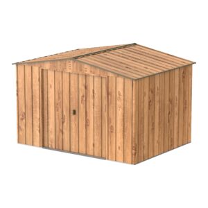 Duramax Top 10 x 8 Storage Weatherproof Metal Garden Shed with Wood Grain and Brown Trims Wood Grain/Brow