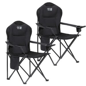 Get Fit Premium Camping Chair - Thick Padded Folding Chair For Adults With Magazine Pocket