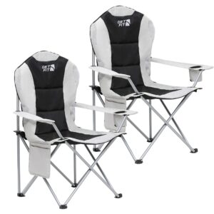 Get Fit Premium Camping Chair - Thick Padded Folding Chair For Adults With Magazine Pocket
