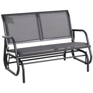Outsunny 2-Person Outdoor Glider Bench Patio Double Swing Gliding Chair Loveseat w/Power Coated Steel Frame for Backyard Garden Porch