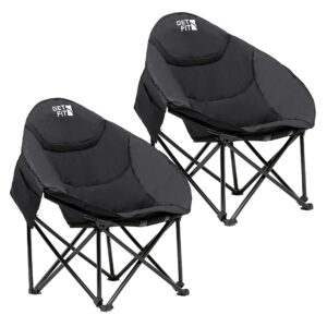 Get Fit Moon Camping Chair - Portable Outdoor Premium Folding Chair for Adults With Magazine Pocket