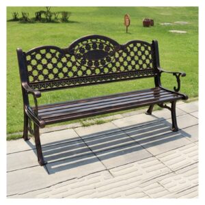 TOMYEUS Bench for Outdoor Outdoor Park Bench with Backrest Garden Leisure Bench Cast Iron Double Lounge Chair Cast Aluminum Carved Outdoor Seat Bench Garden Bench (Style : 2)