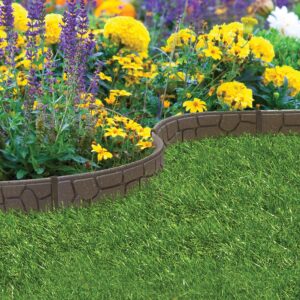 Garden Gear Stone Effect Garden Border “EZ” Edging Eco Friendly Recycled Rubber Tyre for Lawn & Patio (6 x 120cm)
