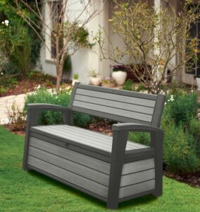 Hudson KETER ICENI EDEN PLASTIC GARDEN STORAGE BENCH BOX WATERPROOF