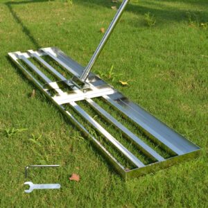 SurmountWay Lawn leveling Rake with Heavy-duty Stainless Steel Suitable for Courtyard Golf-40 "x 10" Lawn leveler tool(7FT)