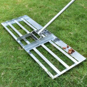 SurmountWay Lawn leveling Rake with Heavy-duty Stainless Steel Suitable for Courtyard Golf-30 "x 10" Lawn leveler tool(7FT)