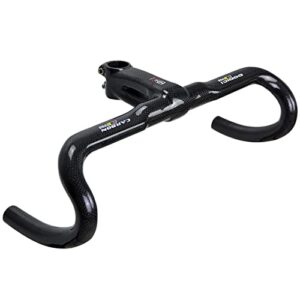 KBBKIC Road Bike Carbon Fiber Integrated Handlebar Bicycle Handle Bar And Stem Ultra-Light Handlebars Bicycle Handlebar For 28.6 Bike Fork