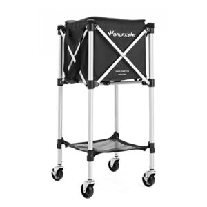 7RiversART Portable Sturdy Tennis Ball Hopper Lightweight Aluminum Alloy Sports Teaching Cart Carry Tennis Bag Included (Holds Up to 160 Tennis Balls)
