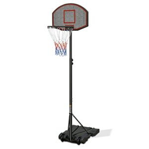 HIONRE Adjustable 165-210cm Teenagers Youth Portable Basketball Hoop Stand Backboard Hoop Net System with Wheels