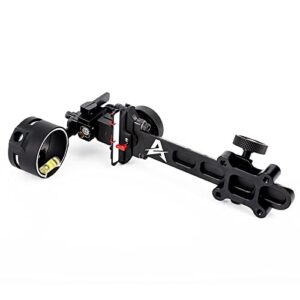 Ruiqas CNC Metal Single Pin Compound Bow Sight 4 Way Adjustment with Bubble Level for Outdoor Archery