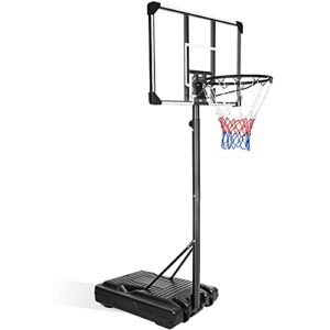 HIONRE 8.5ft Portable Height Adjustable Basketball Hoop Net Set Basketball Stand with 35.4Inch Transparent Backboard & Wheels for Youth Teenagers Outdoor/Indoor Basketball Play
