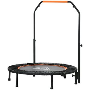 HOMCOM 40" Foldable Mini Trampoline Fitness Trampoline Rebounder for Adults w/Adjustable Foam Handle