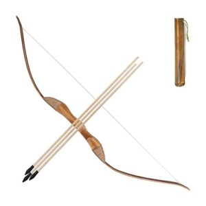 Bow for Archery Beginners Archery Wooden Bow Left Handed 3 Arrows Quiver Rubber Tip Longbow Kids Hunting Toy Set Outdoor Recurve Bow Sets