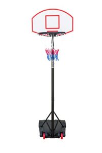 HIONRE Adjustable 165-210cm Teenagers Youth Portable Basketball Hoop Stand Backboard Hoop Net System with Base and Wheels