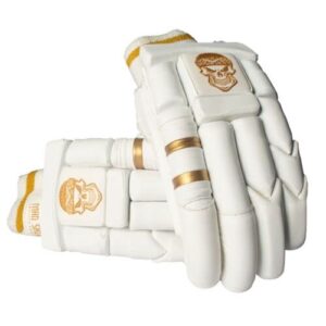 Mad Skull White Pro Edition Cricket Batting Gloves With Test level Protection White Left Handed Adult Men Size