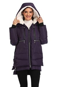 Women's Hooded Puffer Jacket Winter Warm Thickened Down Jacket Windproof Coat for Wome