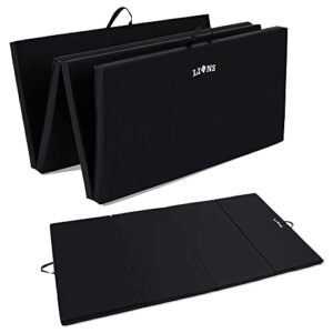 Lions Gymnastics Mat 5cm Thick - 6FT/8FT Tri Fold Exercise Crash Gymnastic Mat with Carry Strap