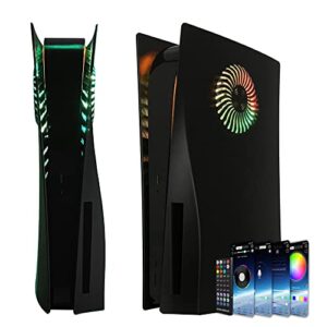 PS5 Faceplate with RGB Light Strip and Dust Filter for Cooling Vents DOBEWINGDELOU 400+ Effects LED Light Ring Console Cover for PlayStation 5 Disc Edition DIY Decoration Kit Accessories Black