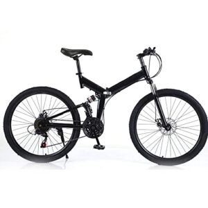 Bike Folding Mountain Adult Professional 26" Folding Mountain Bike 21 Speed MTB Bicycle Full Suspension Dual Disc Brakes for Men Wome