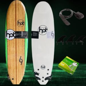 6ft Hot Surf 69 Kids Softboard Mini Mal Soft Surfboard Inc Fins Leash Wax