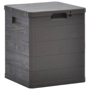 Brown 90L Garden Storage Box Organise House Store Item Toolbox Solid Construction Weather Resistant Plastic Indoor Outdoor Wooden Texture Design Deco