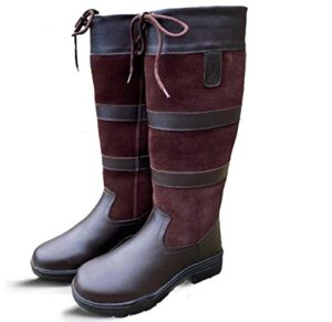 KTY Long Leather Lake Country Boots - Equestrian Ladies Riding Outdoor Walking Yard Brown Black UK Size 3-10 STANDARD SEMI-WIDE WIDE EXTRA WIDE Calf Width
